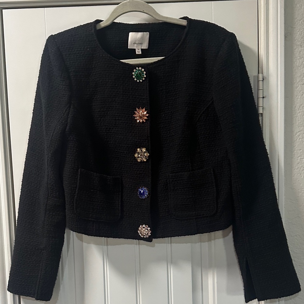Cinq a Sept Tweed Jacket with Decorative Jewel Buttons